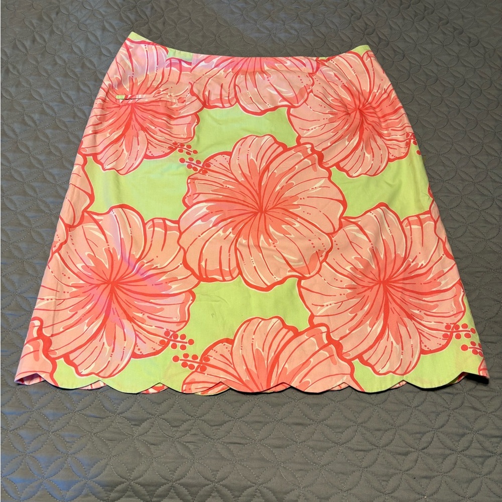 Lilly Pulitzer Hibiscus Mini Skirt in Pink and Green Size 12
